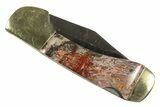 Pocket Knife With Lace Agate Inlays & Matching Base #327596-4